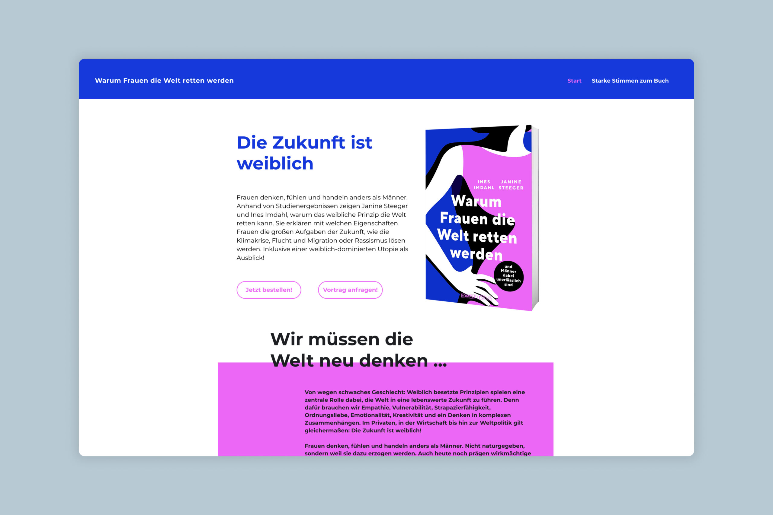 Startseite der Landingpage