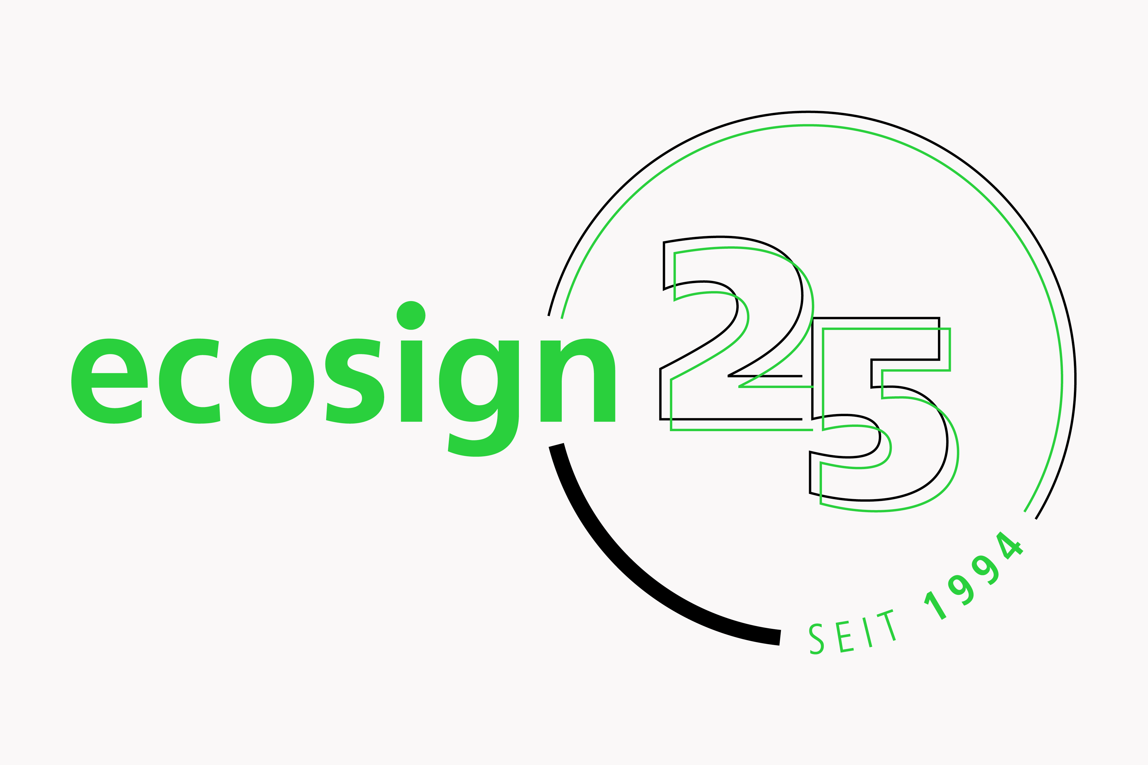 Logo zum 25. jährigen Jubiläum der ecosign mit weißem Hintergrund